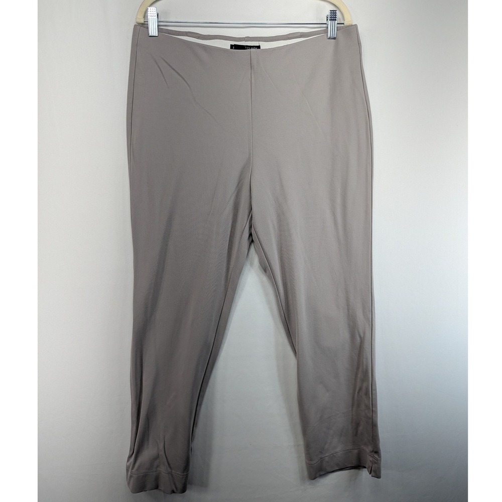 Peace of Cloth Taupe Cropped Slim Pull On Pants Womens Gray Business Casual L